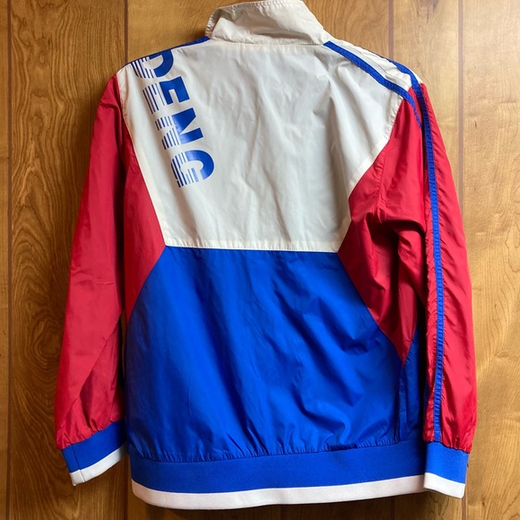 Vintage Curling Windbreaker Women’s S/P Bangdeng White Red & Blue Zip Up 90’s - Picture 6 of 10